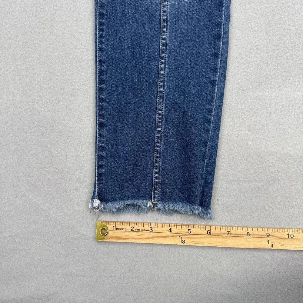 ANA Women's‎ Jeans Size 6 High Rise Stretch Panel Straight Leg Crop Raw Hem